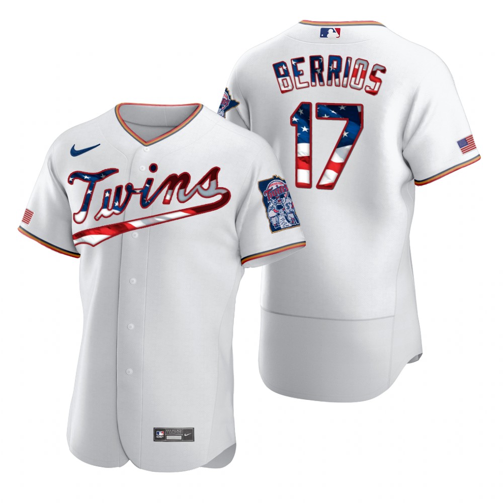 Minnesota Twins #17 Jose Berrios Men Nike White Fluttering USA Flag Limited Edition Authentic MLB Jersey